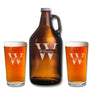 Personalized Amber Beer Growler and Pint Glass Set