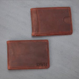 Men's Leather Slim Billfold with Removable Money Clip Wallet Money Clip Grain and Oak