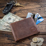 Personalized Leather Billfold for Men Wallet Grain and Oak