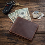 Personalized Leather Billfold for Men Wallet Grain and Oak