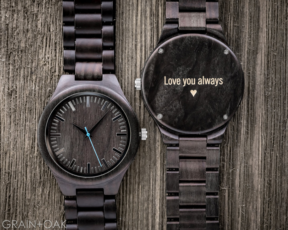 Wood Watch The Ridge Silver Engraved Wooden Watches – Grain+Oak