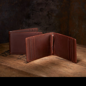 Men's Leather Slim Wallet + Money Clip