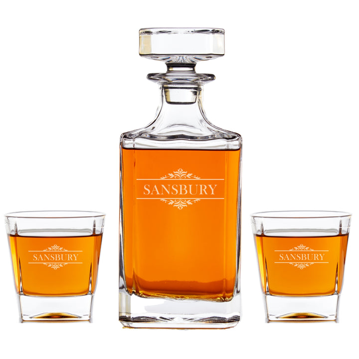 Personalized Whiskey Decanter Set - Ornate