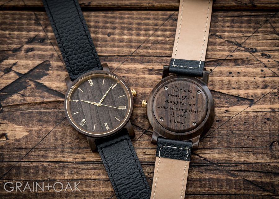 Anderson Ebony | Wood Watch Leather Band Watches Grain and Oak