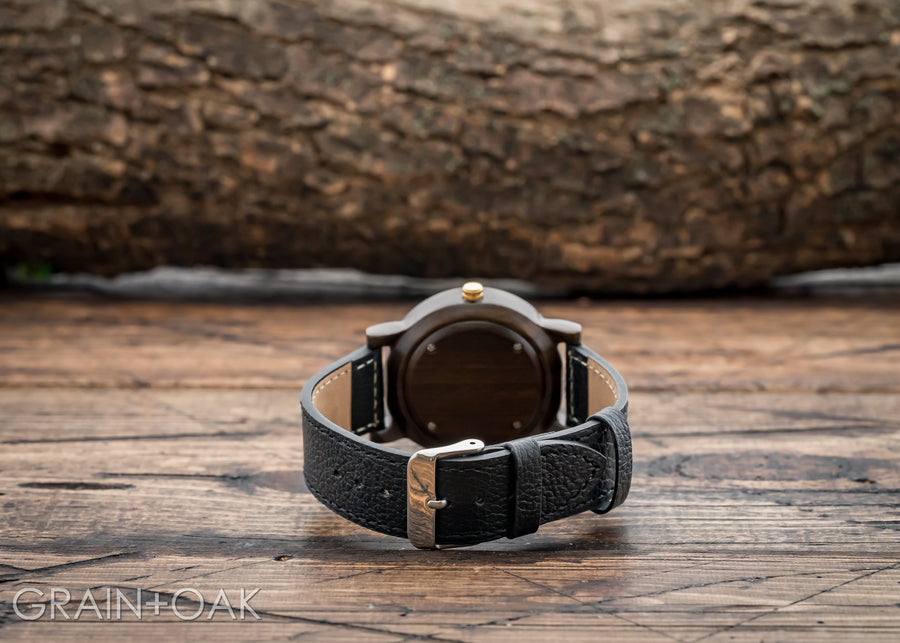 Anderson Ebony | Wood Watch Leather Band Watches Grain and Oak