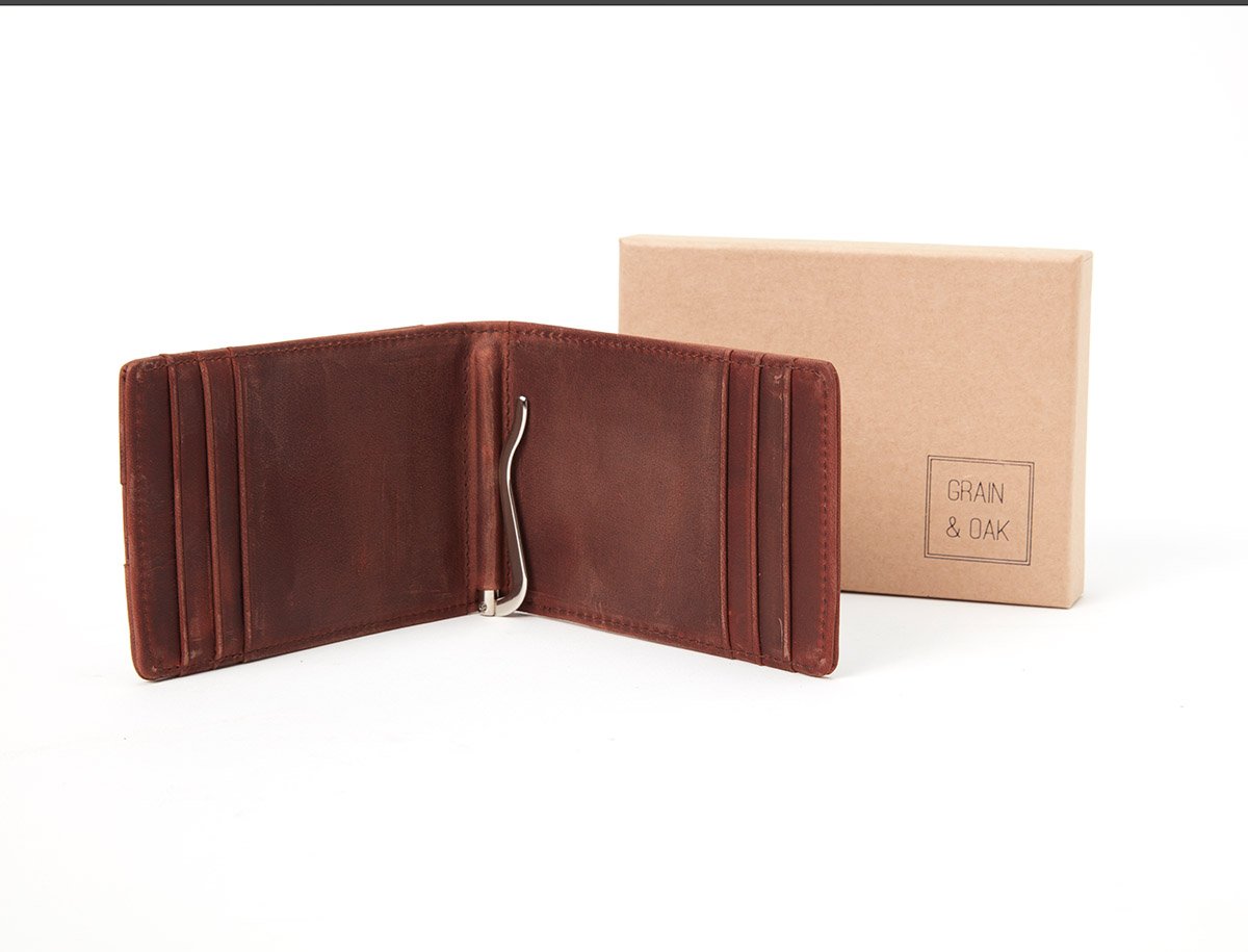 Money Clip Slim Wallet in Top Grain Leather