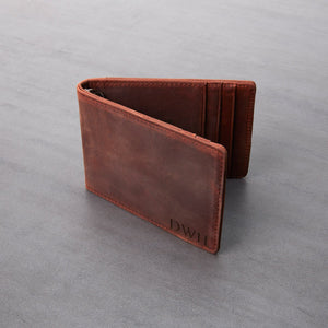 Men's Leather Slim Billfold with Removable Money Clip Wallet Money Clip Grain and Oak