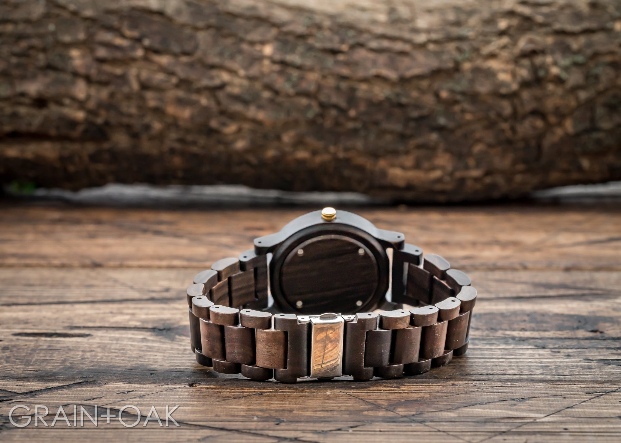 Wood Watch The Cedric Gold Engraved Wooden Watches – Grain+Oak
