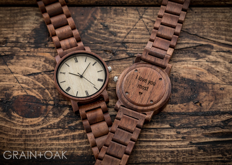 The Cedric Walnut | Set of 8 Groomsmen Watches Grain and Oak