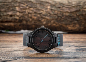 The Christopher Blue | The Wood Watch Leather Band Watches Grain and Oak