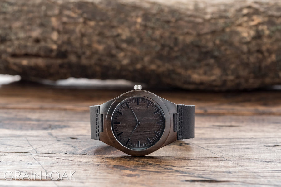 The Christopher | Wood Watch Leather Band Watches Grain and Oak