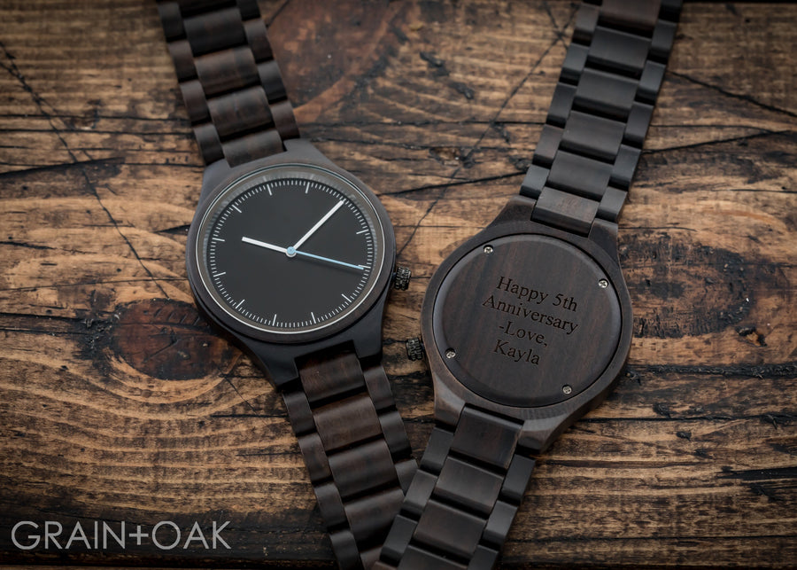 The Classic Ebony | Wood Watch Wooden Band Watches Grain and Oak