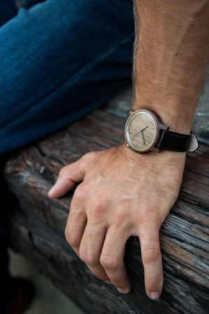The Edwin | Wood Watch Leather Band Watches Grain and Oak