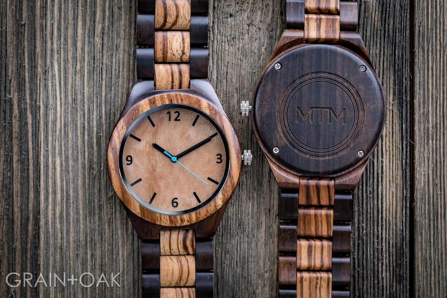 The Olive Blue | Set of 4 Groomsmen Watches Grain and Oak