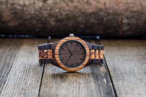 The Ridge Zebrawood + Ebony | Wood Watch Wooden Band Watches Grain and Oak