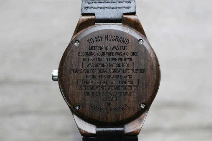 "To My Husband, Meeting You Was Fate" - WOOD WATCH | THE CHRISTOPHER Custom Design Grain and Oak