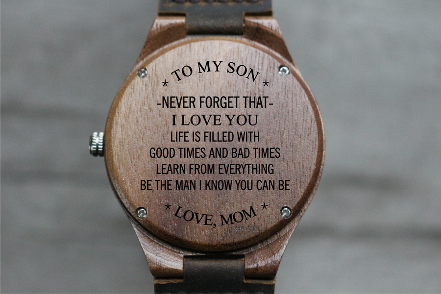"To My Son" - Wood Watch | The Burton Custom Design Grain and Oak