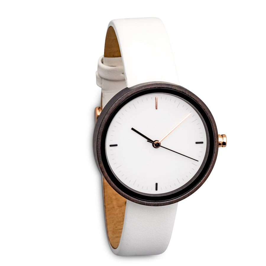 Winslet Frost | Women's Wood Watch Leather Band Watches Grain and Oak